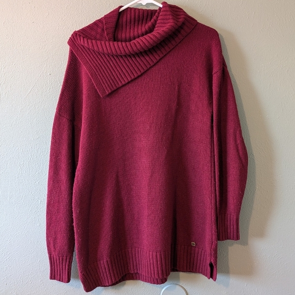 Sherpa Adventure Gear Maroon Cowl Neck Merino Wool Blend Sweater Size L - Picture 1 of 6